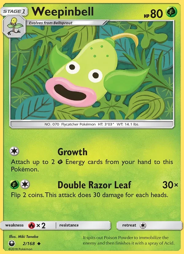 Weepinbell 2/168 Celestial Storm Pokémon card