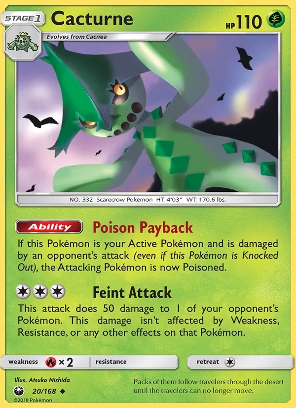 Cacturne 20/168 Celestial Storm Pokémon card