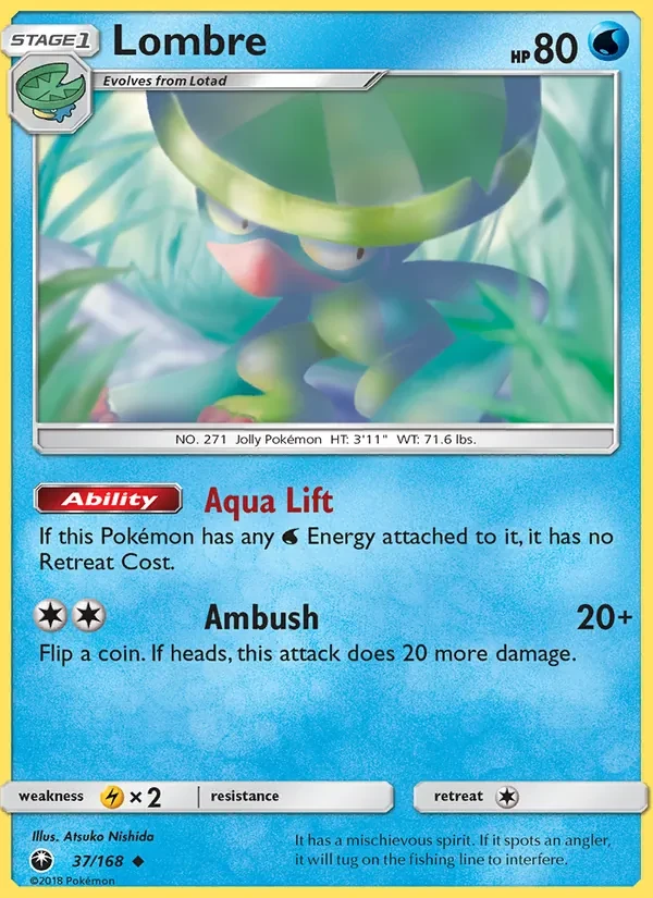 Lombre 37/168 Celestial Storm Pokémon card