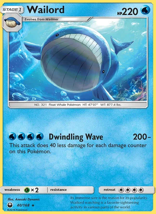 Wailord 40/168 Celestial Storm Pokémon card