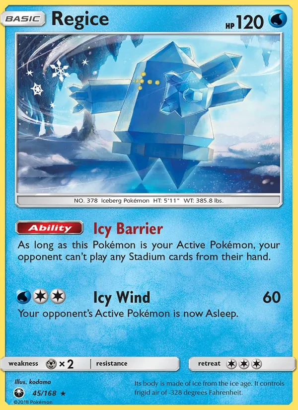 Regice 45/168 Celestial Storm Pokémon card