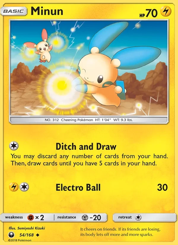 Minun 54/168 Celestial Storm Pokémon card