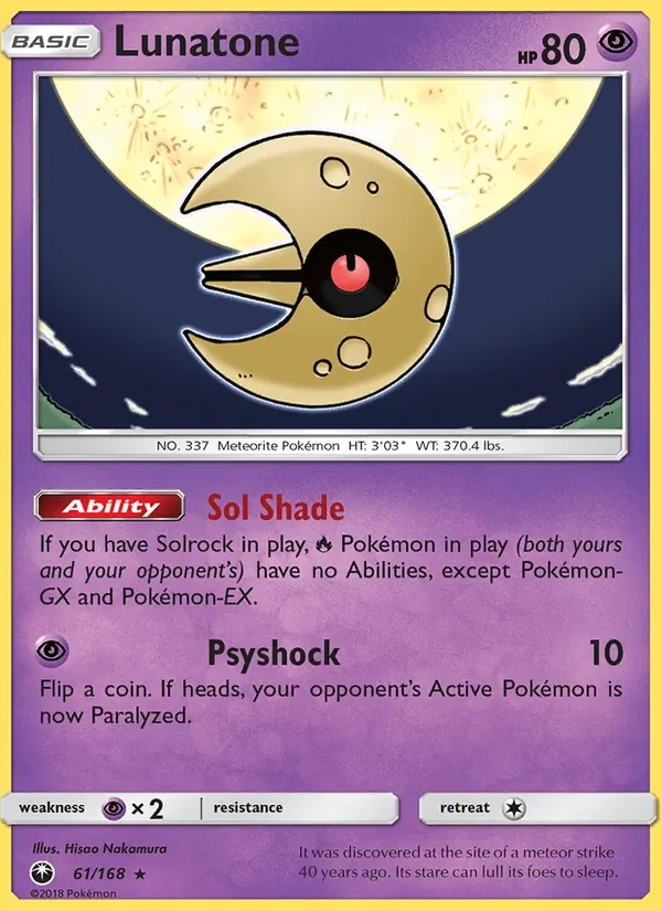 Lunatone 61/168 Celestial Storm Pokémon card