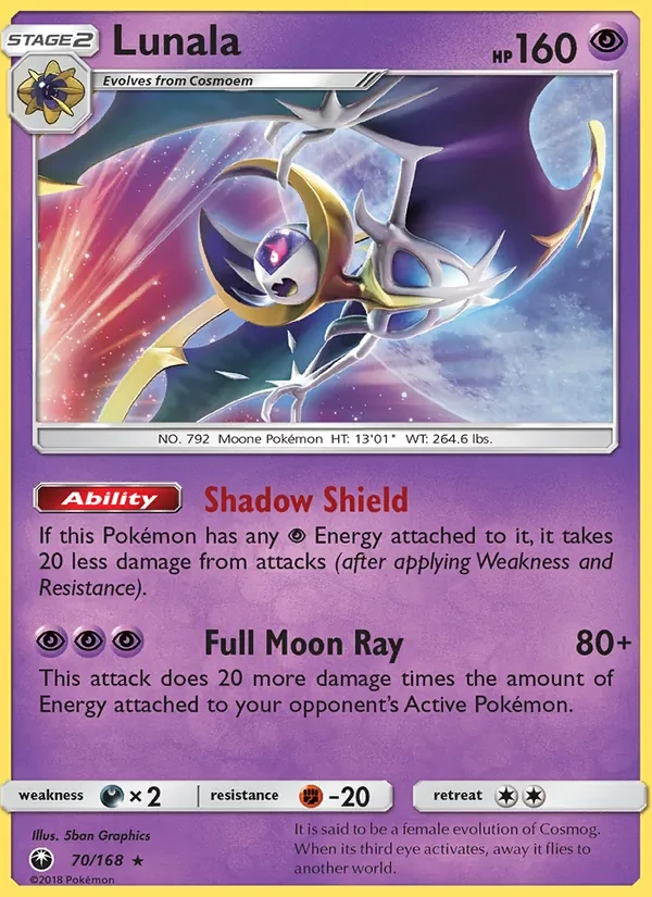 Lunala 70/168 Celestial Storm Pokémon Karte