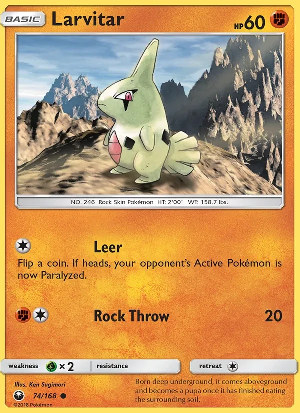 Carta Pokémon Larvitar 74/168 Celestial Storm