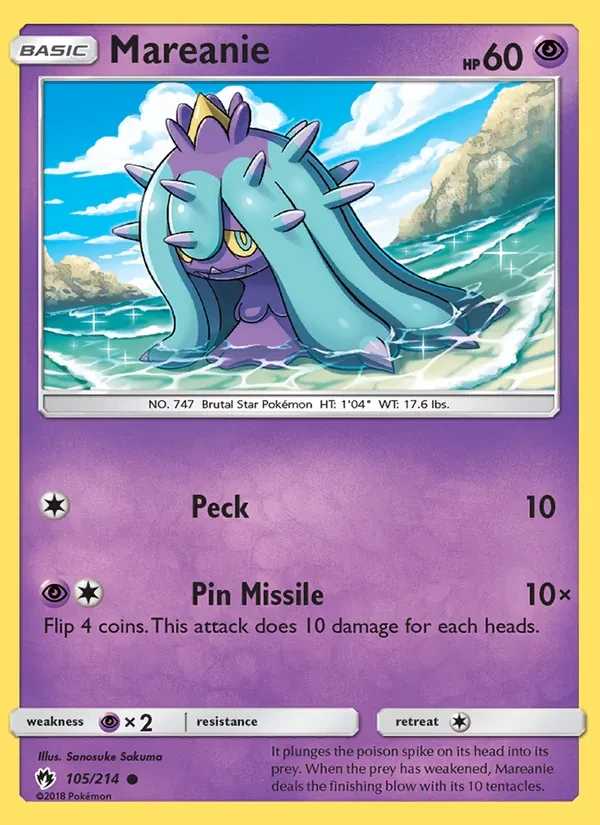 Mareanie 105/214 Lost Thunder Pokémon card