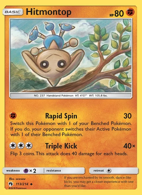 Hitmontop 113/214 Lost Thunder Pokémon card