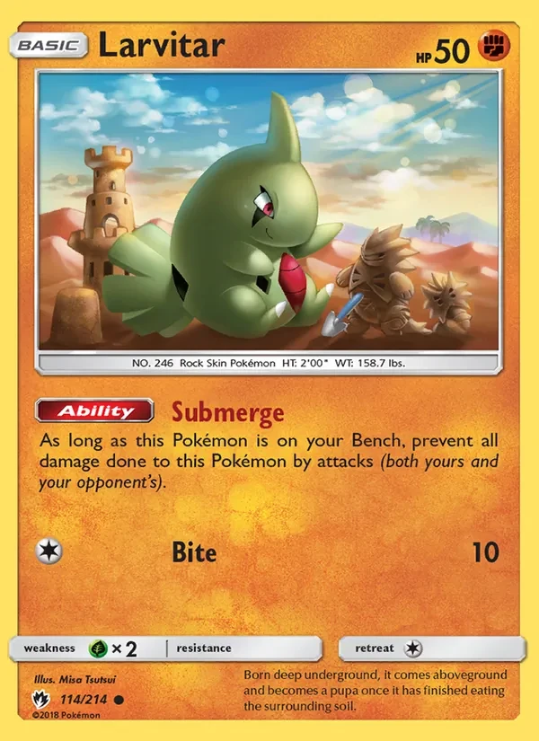 Larvitar 114/214 Lost Thunder Pokémon card