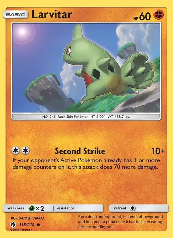 Larvitar 115/214 Lost Thunder Pokémon card