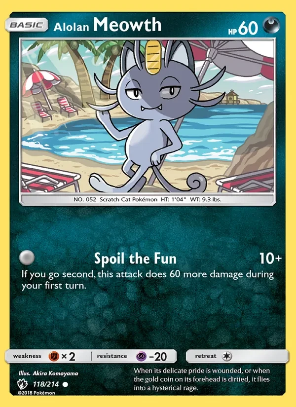Alolan Meowth 118/214 Lost Thunder Pokémon Karte