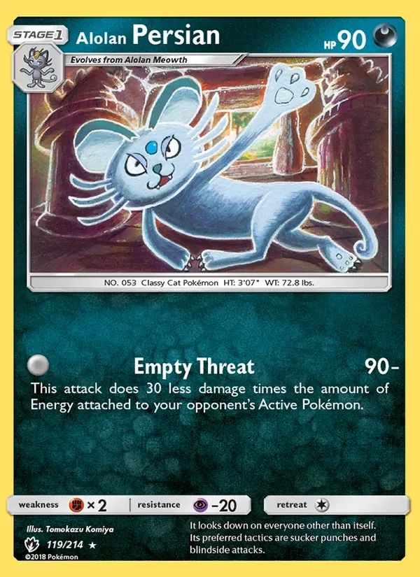 Alolan Persian 119/214 Lost Thunder Pokémon card