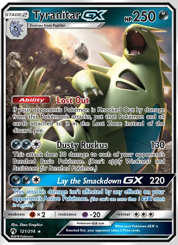 Tyranitar GX 121/214 Lost Thunder Pokémon card