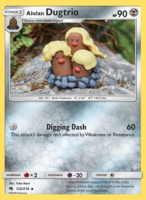 Alolan Dugtrio 123/214 Lost Thunder Pokémon card