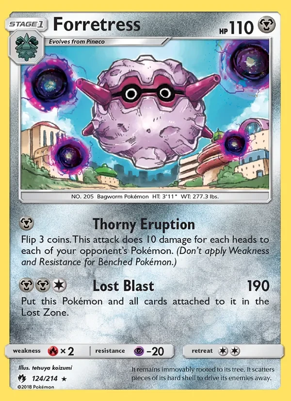 Forretress 124/214 Lost Thunder Pokémon card
