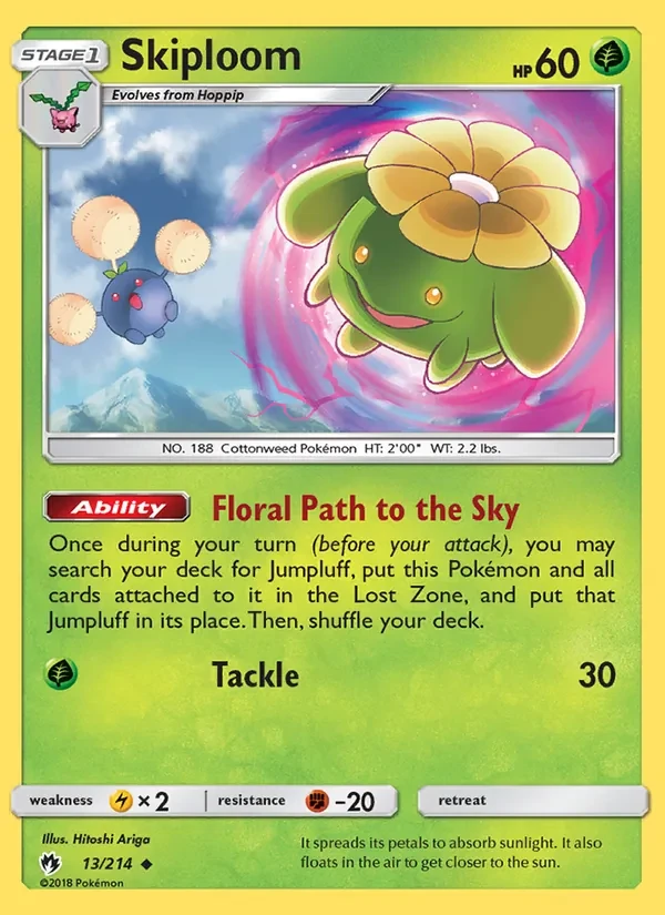 Skiploom 13/214 Lost Thunder Pokémon kaart