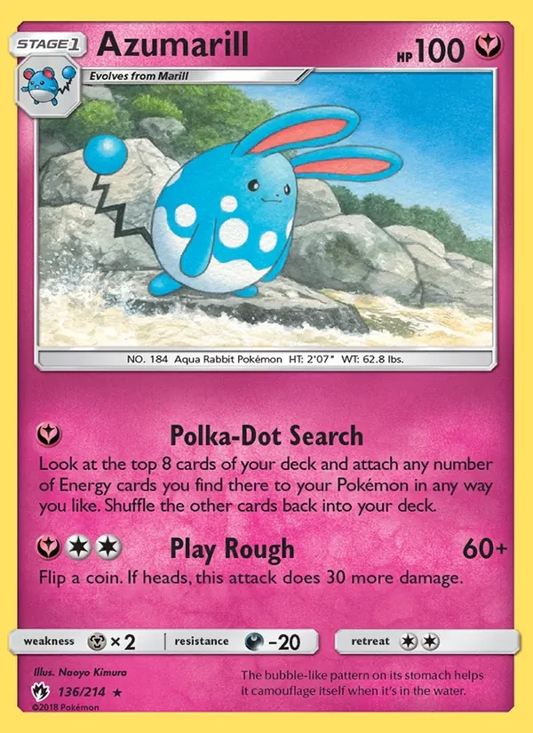 Azumarill 136/214 Lost Thunder Pokémon Karte