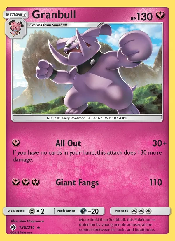 Granbull 138/214 Lost Thunder Pokémon card