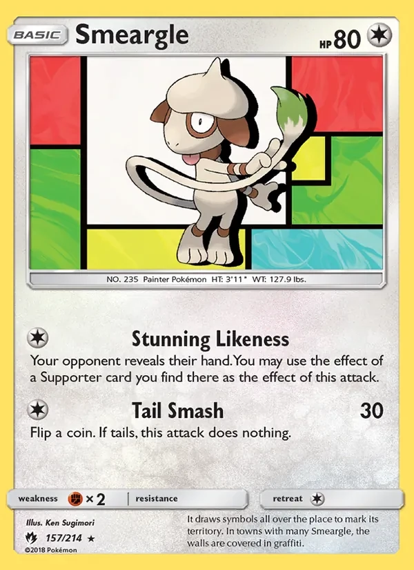 Smeargle 157/214 Lost Thunder Pokémon card