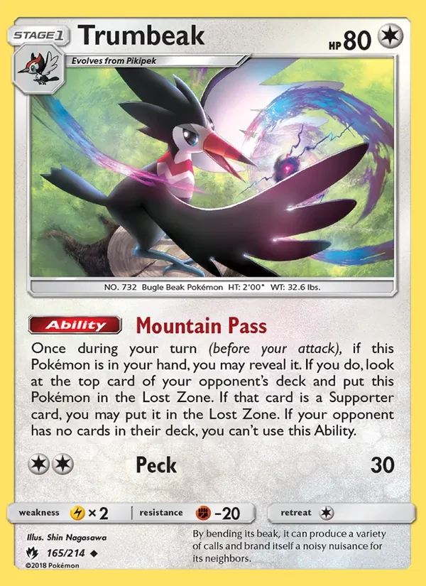 Trumbeak 165/214 Lost Thunder Pokémon Karte