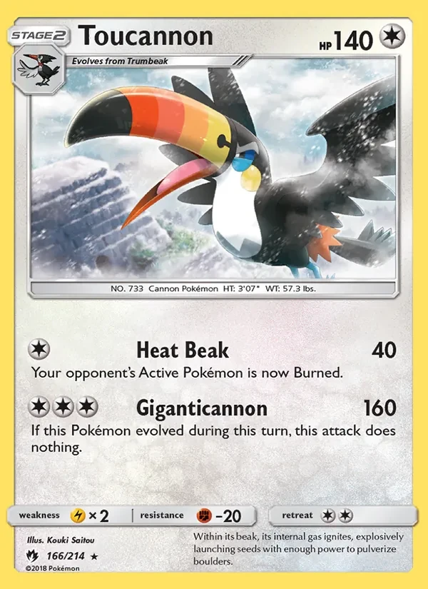 Toucannon 166/214 Lost Thunder Pokémon card