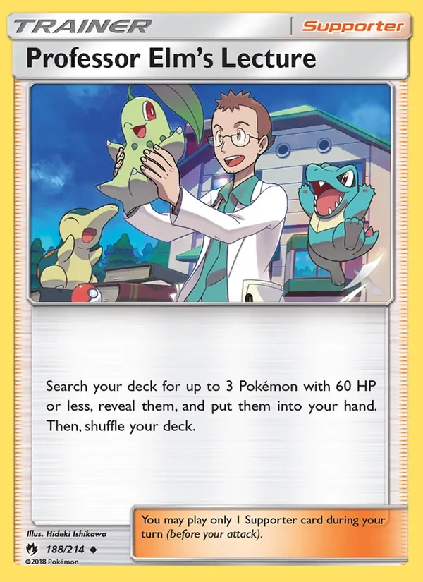 Professor Elm’s Lecture 188/214 Lost Thunder Pokémon card