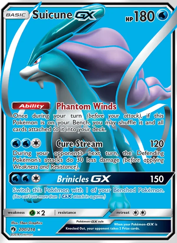 Carta Pokémon Suicune GX 200/214 Lost Thunder
