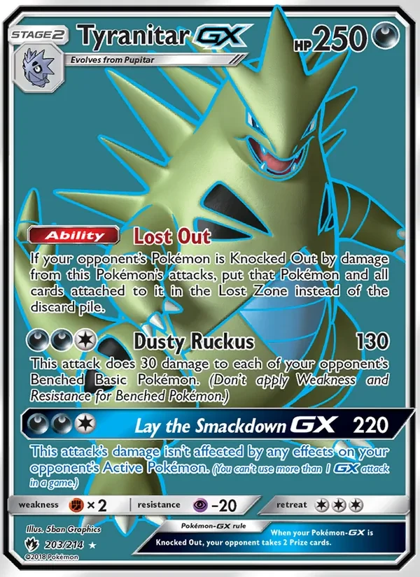 Tyranitar GX 203/214 Lost Thunder Pokémon Karte