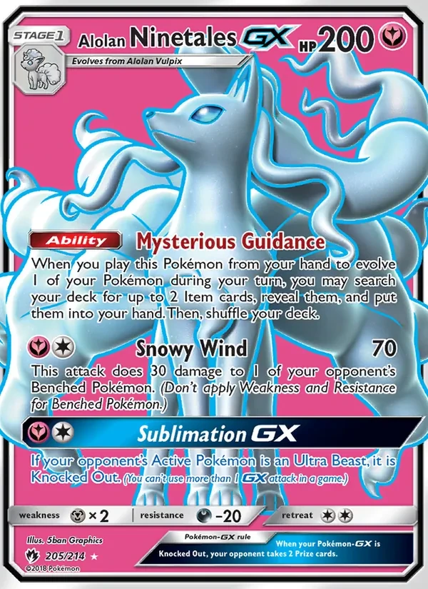 Alolan Ninetales GX 205/214 Lost Thunder Pokémon card