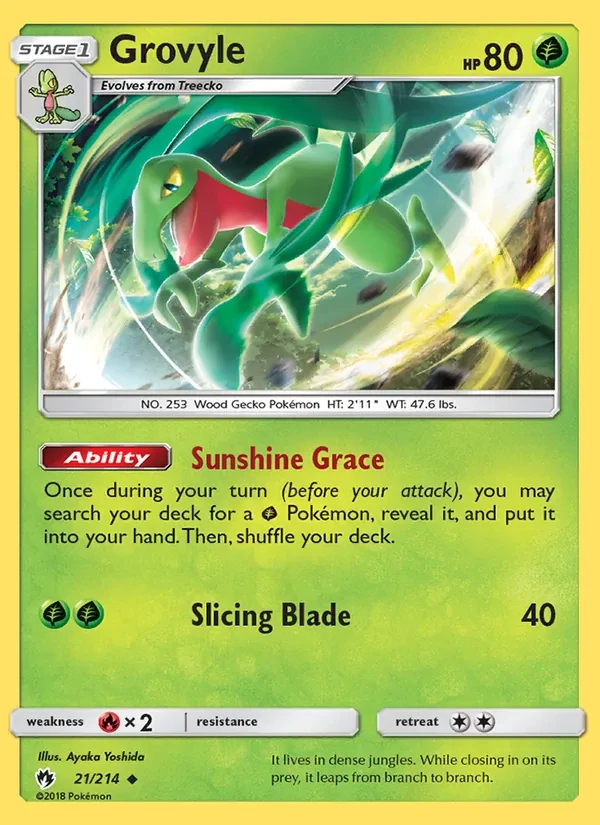 Grovyle 21/214 Lost Thunder Pokémon card