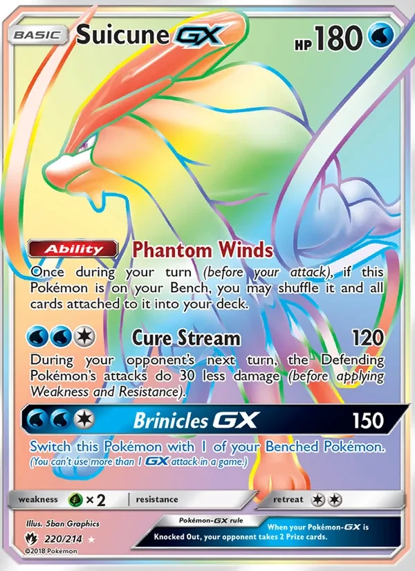 Suicune GX 220/214 Lost Thunder Pokémon Karte