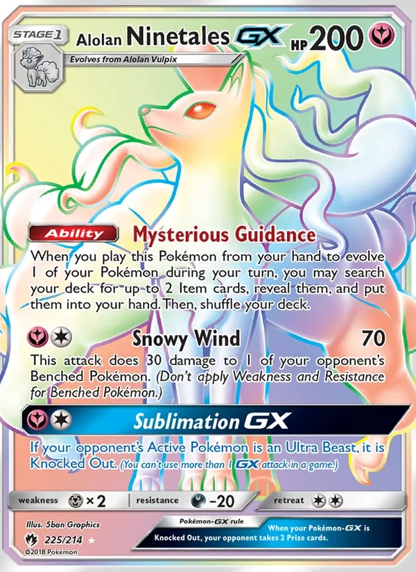 Alolan Ninetales GX 225/214 Lost Thunder Pokémon card