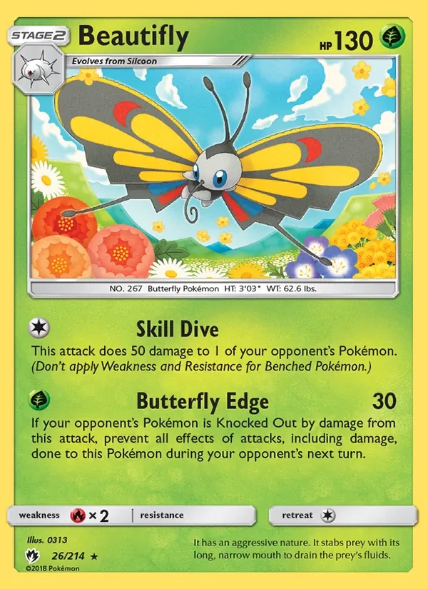 Beautifly 26/214 Lost Thunder Pokémon card