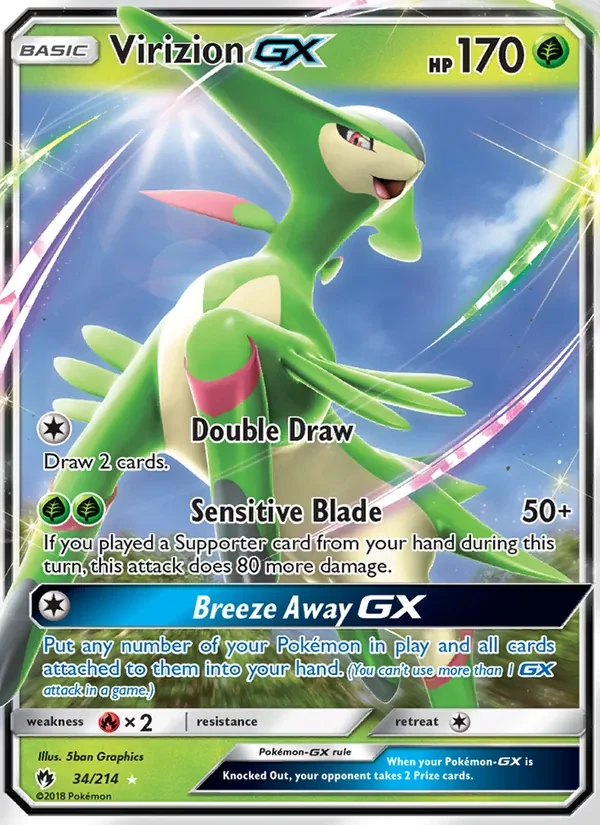 Virizion GX 34/214 Lost Thunder Pokémon card