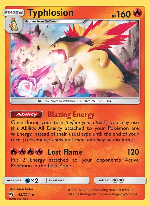 Typhlosion 42/214 Lost Thunder Pokémon card