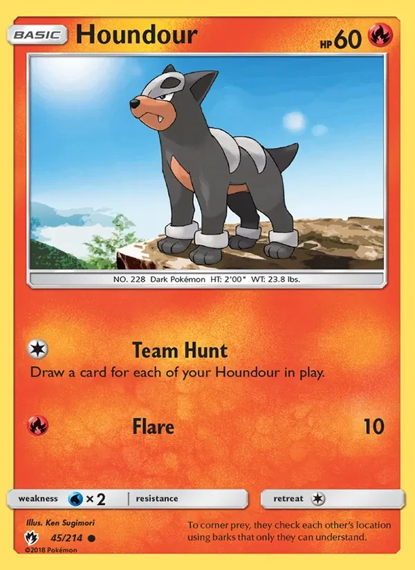 Houndour 45/214 Lost Thunder Pokémon card