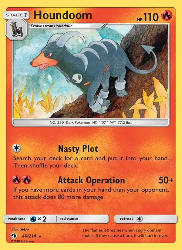 Houndoom 46/214 Lost Thunder Pokémon Karte