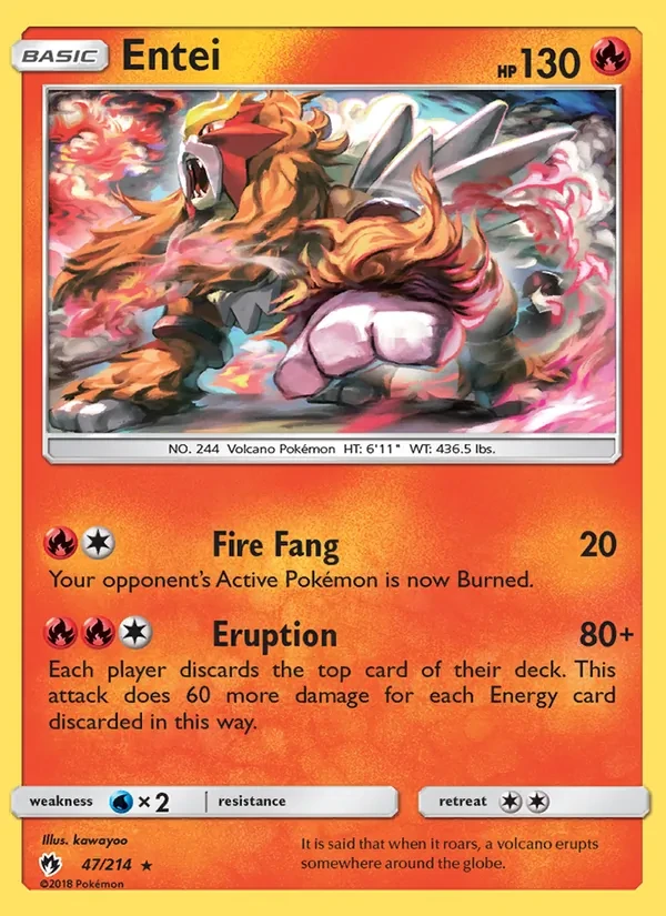 Entei 47/214 Lost Thunder Pokémon Karte