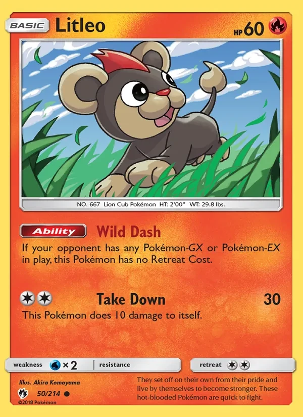 Litleo 50/214 Lost Thunder Pokémon card
