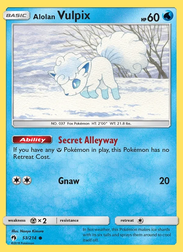 Alolan Vulpix 53/214 Lost Thunder Pokémon card