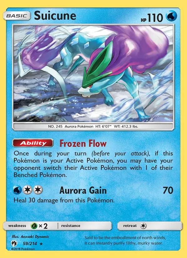 Suicune 59/214 Lost Thunder Pokémon Karte