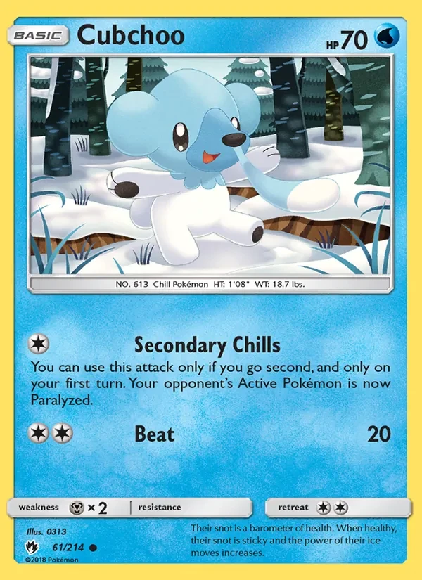 Cubchoo 61/214 Lost Thunder Pokémon card
