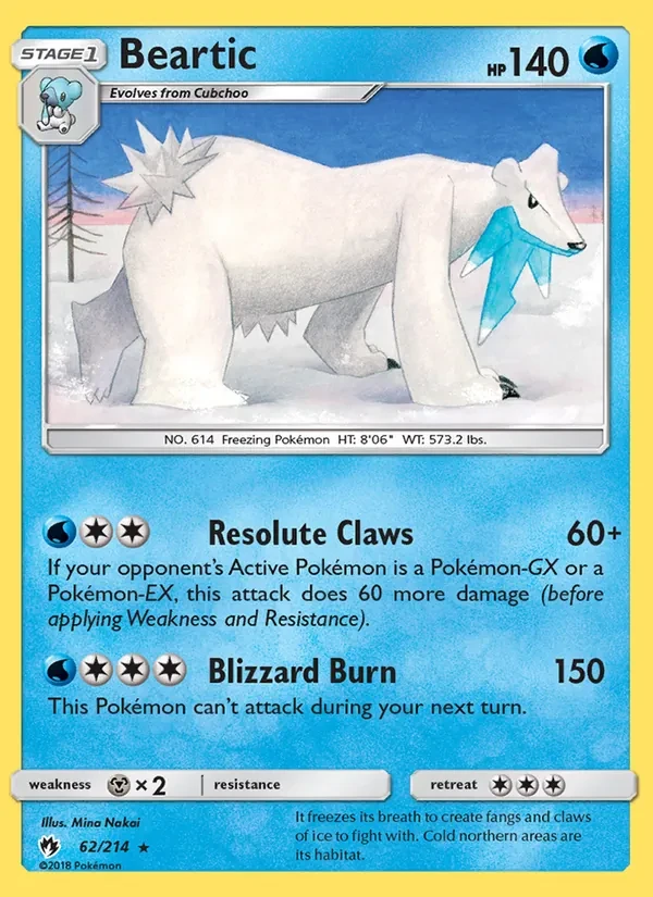 Beartic 62/214 Lost Thunder Pokémon kaart