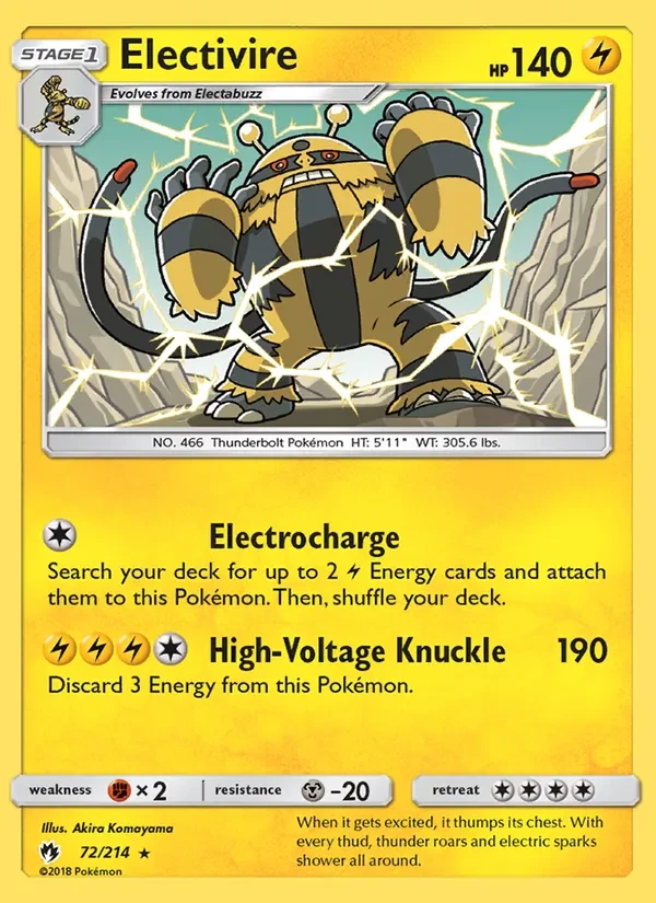 Electivire 72/214 Lost Thunder Pokémon card