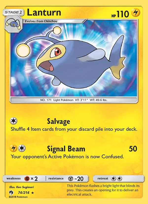 Lanturn 74/214 Lost Thunder Pokémon card