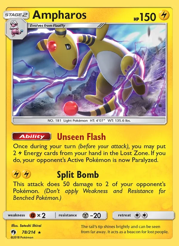 Ampharos 78/214 Lost Thunder Pokémon card