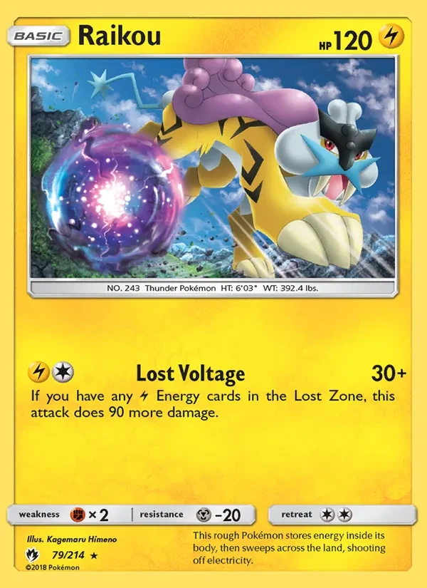 Raikou 79/214 Lost Thunder Pokémon card