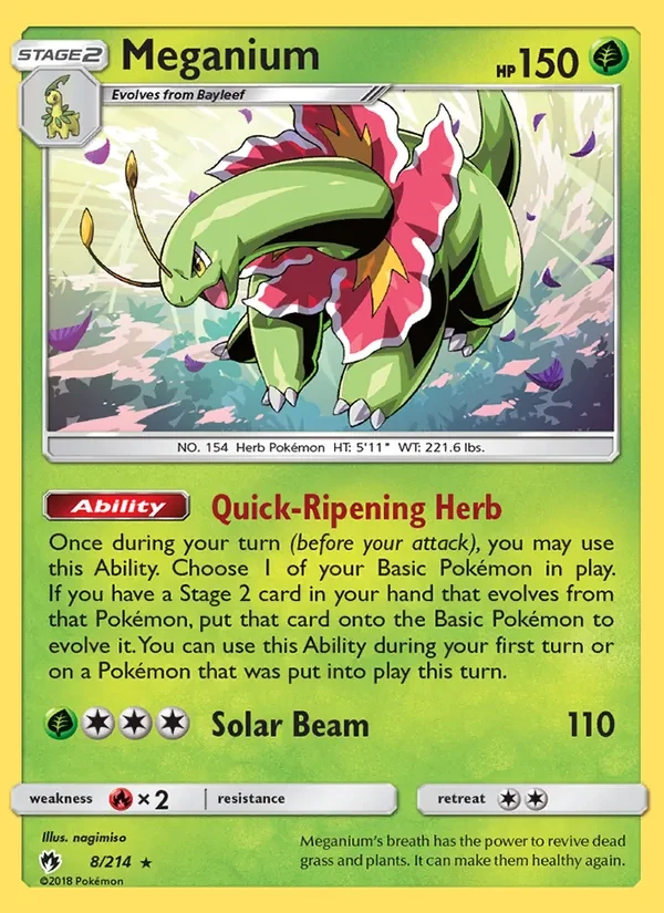 Meganium 8/214 Lost Thunder Pokémon card