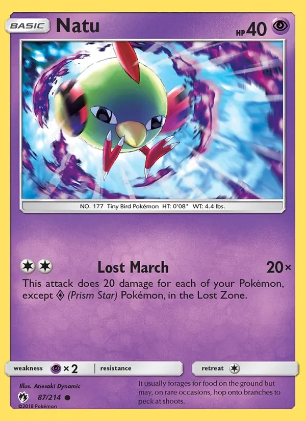 Natu 87/214 Lost Thunder Pokémon card