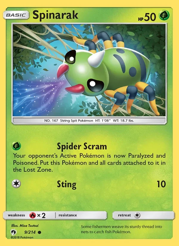 Spinarak 9/214 Lost Thunder Pokémon card