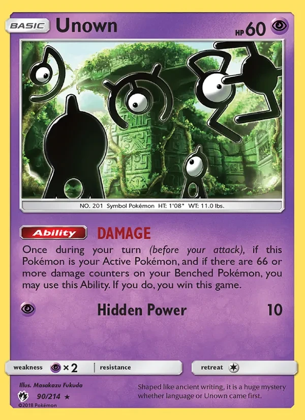 Unown 90/214 Lost Thunder Pokémon card